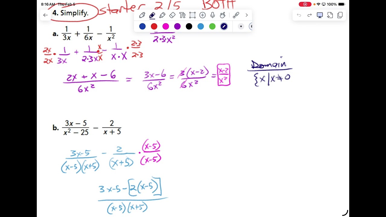 2,5 A2 finish adding and subtracting rational expressions