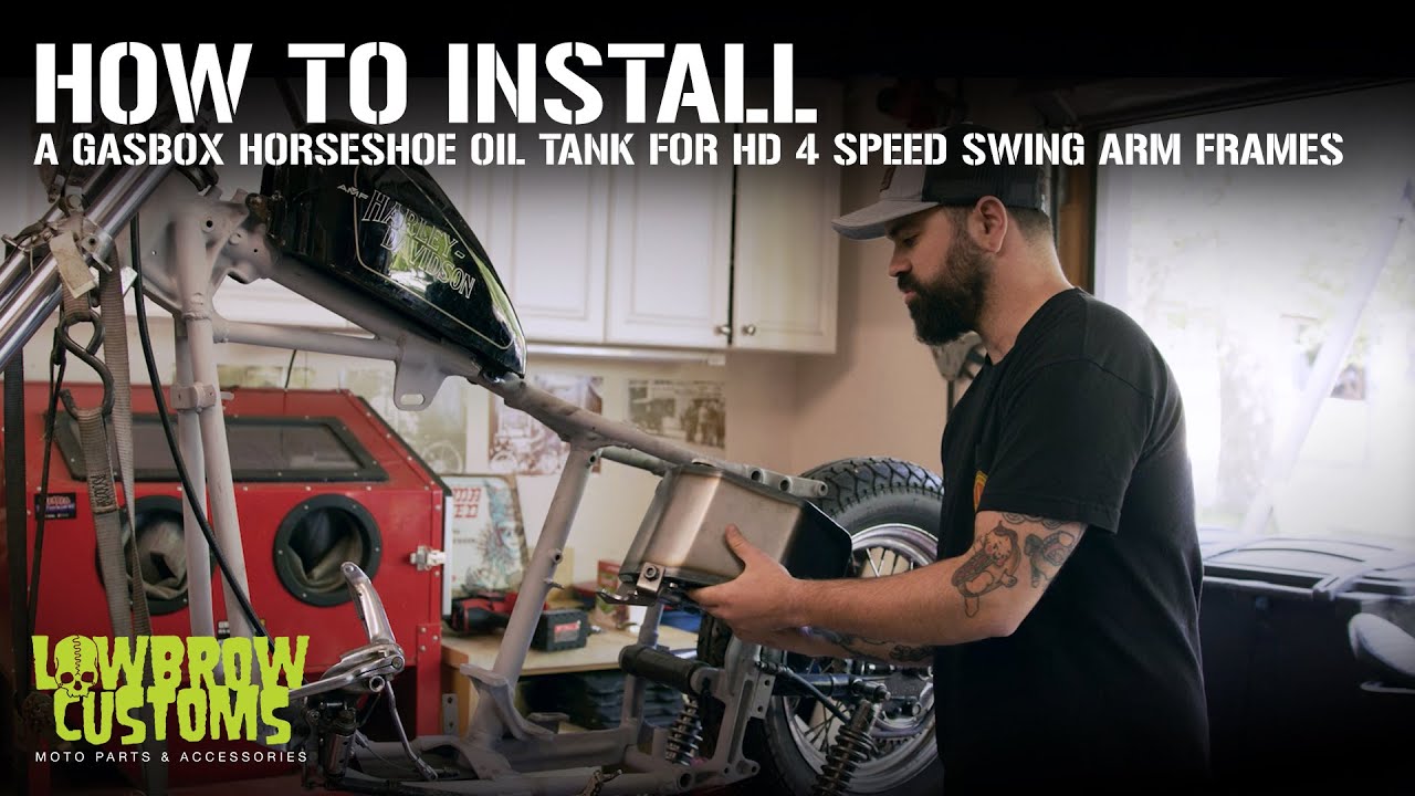 Как установить масляный бак Gasbox Horseshoe для 4-скоростных рам Harley-Davidson Swing Arm