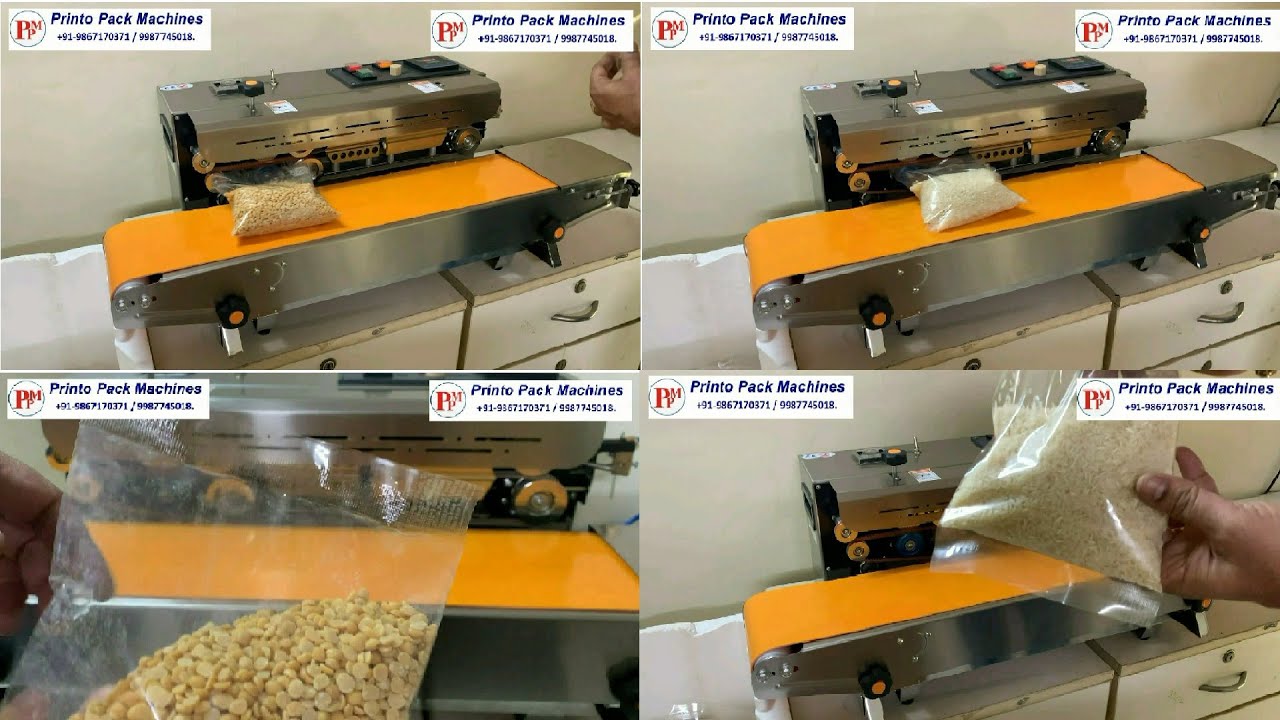 Continuous Band sealer with Nitrogen Flushing | Pouch Sealing Machine with air flushing | pouch pack