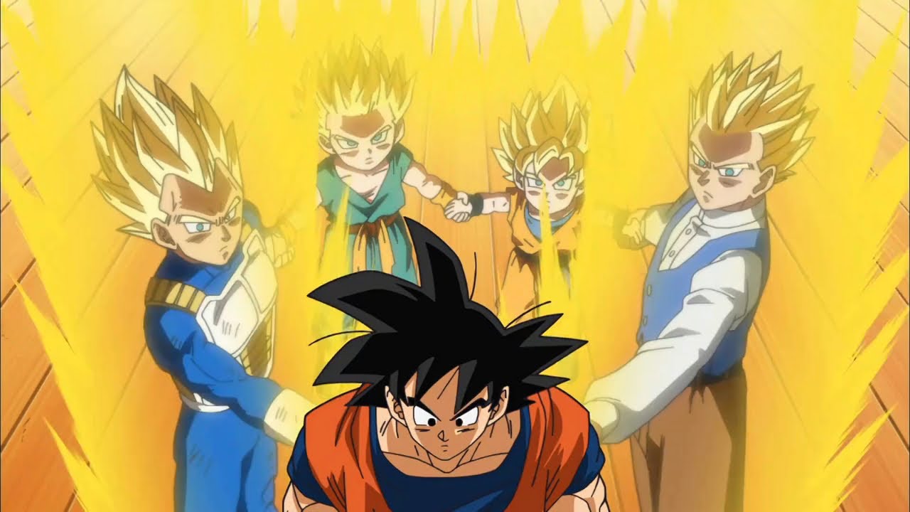 Goku achieves Super Saiyan God form with the help of Videl and Pan. Goku confronts Beerus.