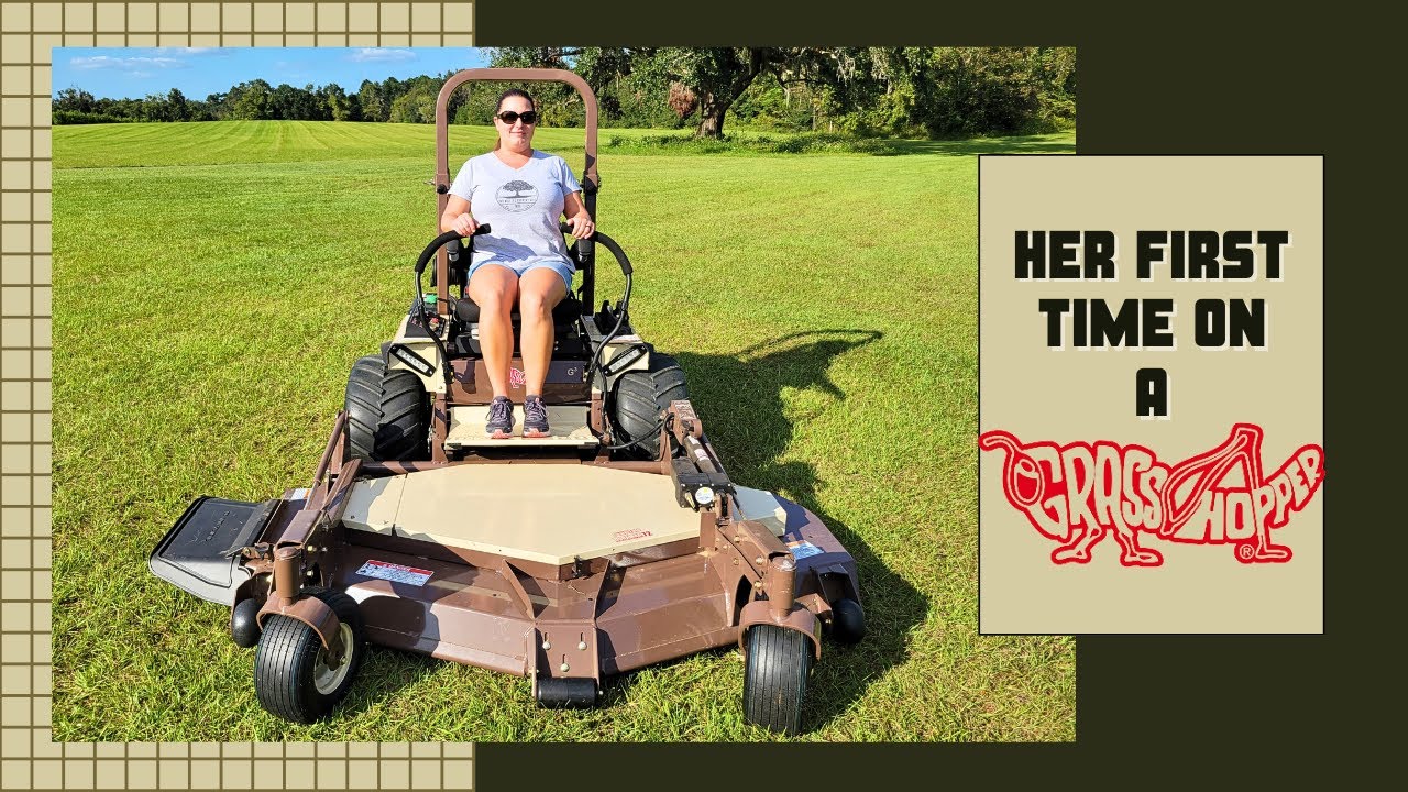 Her first time on a Grasshopper! Grasshopper 900D zero turn mower.
