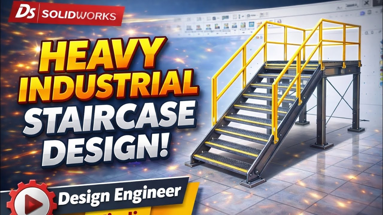 How To Design Heavy Industrial Staircase | Platform Stair Design In SolidWorks #cad 