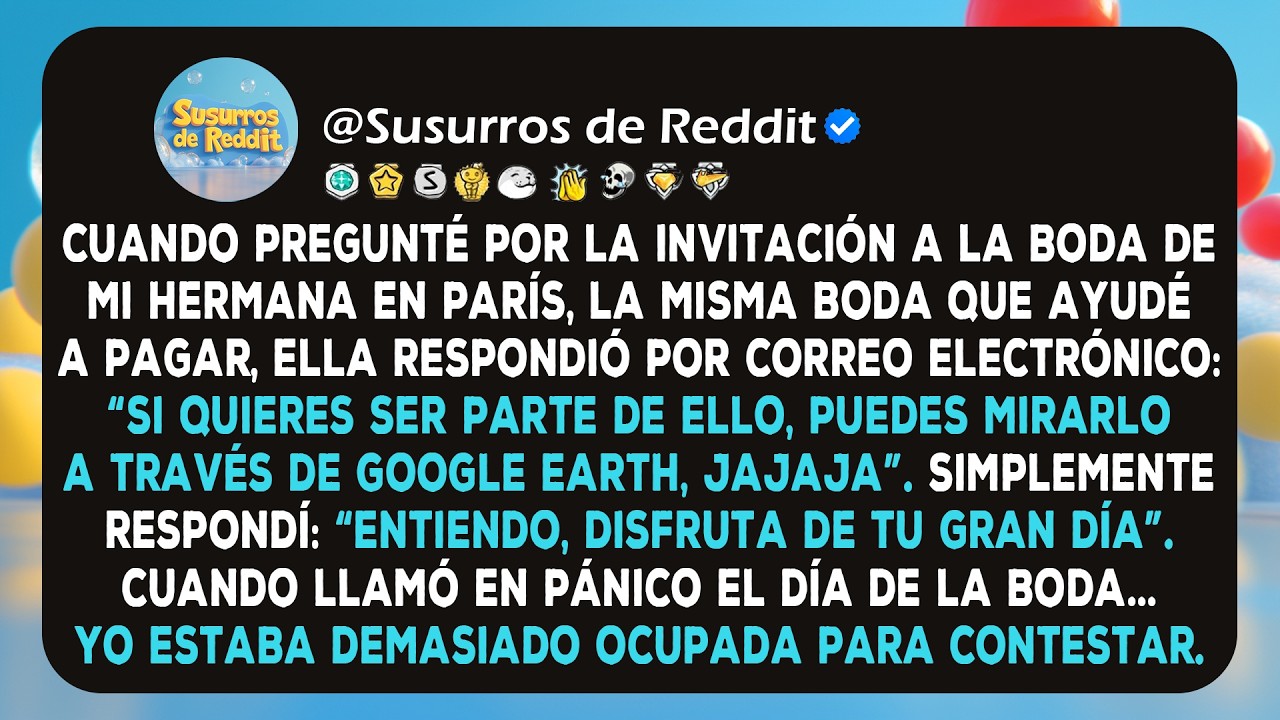 Mi hermana me envió un correo electrónico: “No vengas a mi boda, mírala por la transmisión en vivo..