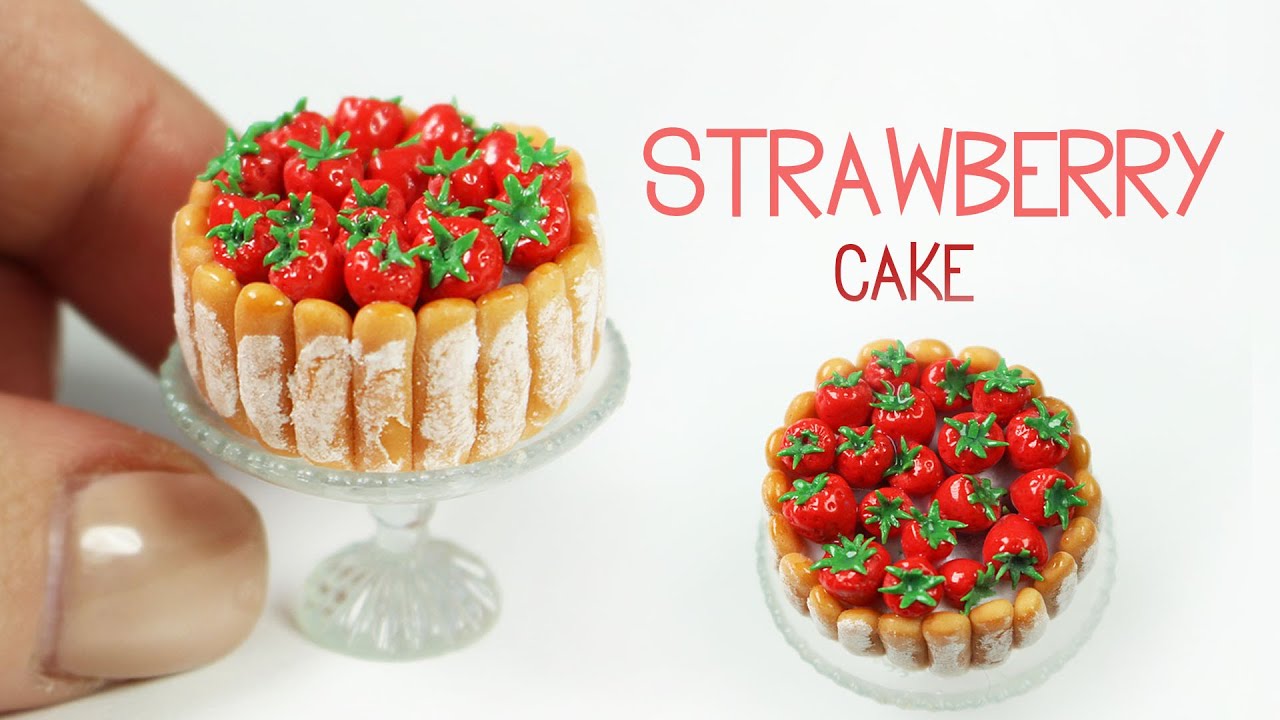 polymer clay Strawberry Cake TUTORIAL | polymer clay food