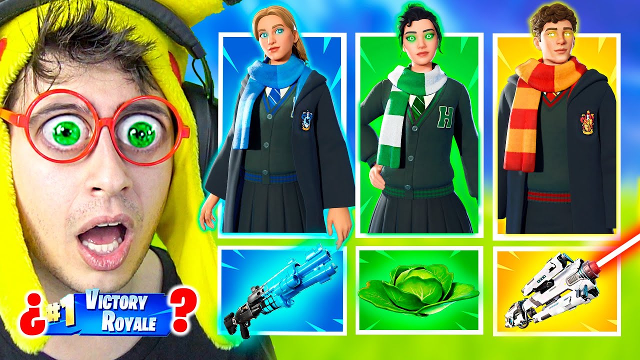 Random Harry Potter Skin Challenge 🔵🟡🔴!! (Dúo Hermanos 🤡) - Fortnite