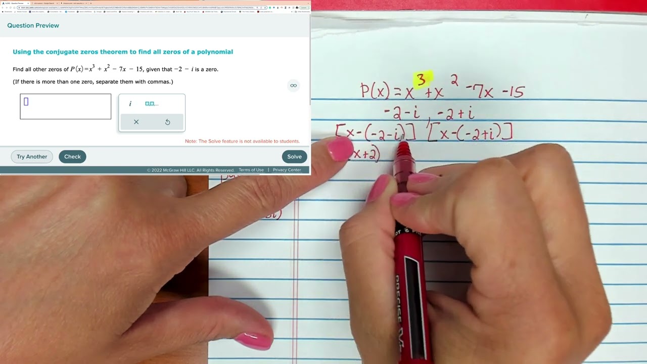 Using the conjugate zeros theorem to find all zeros of a polynomial