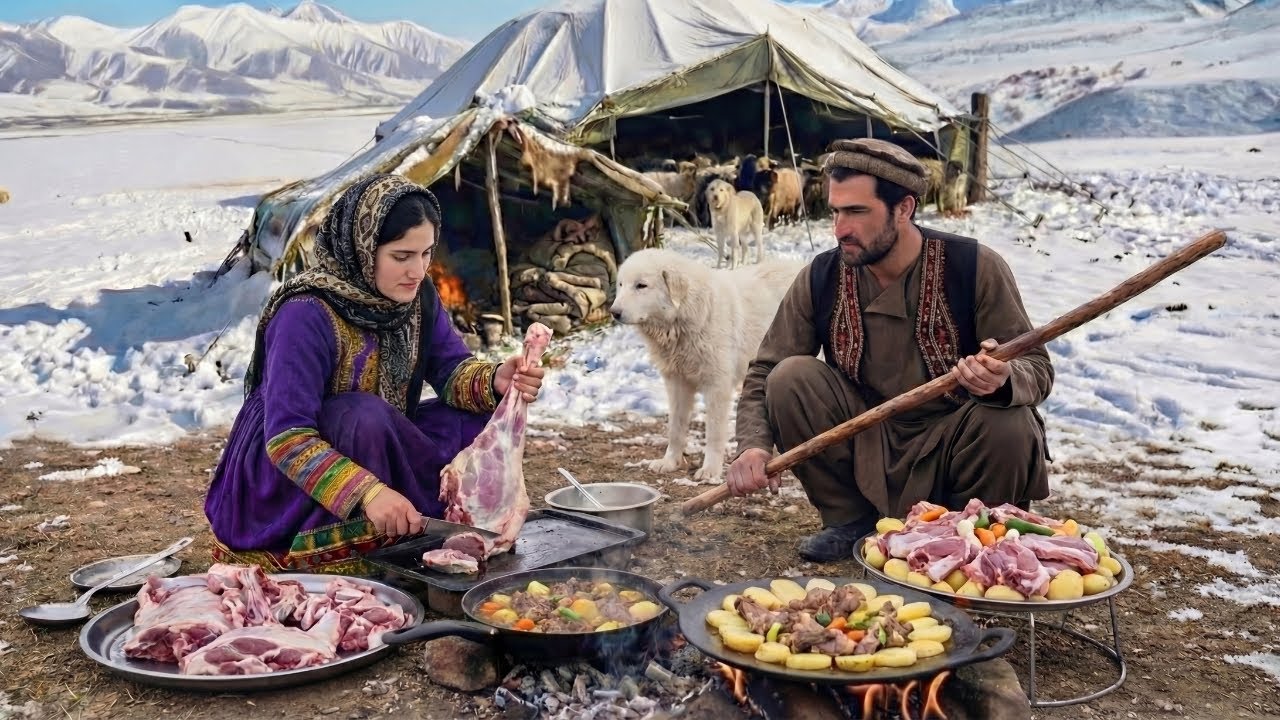 Surviving a Freezing Winter as a Shepherd in Afghanistan| Cooking Sheep’s Meat| Daily Routine Life