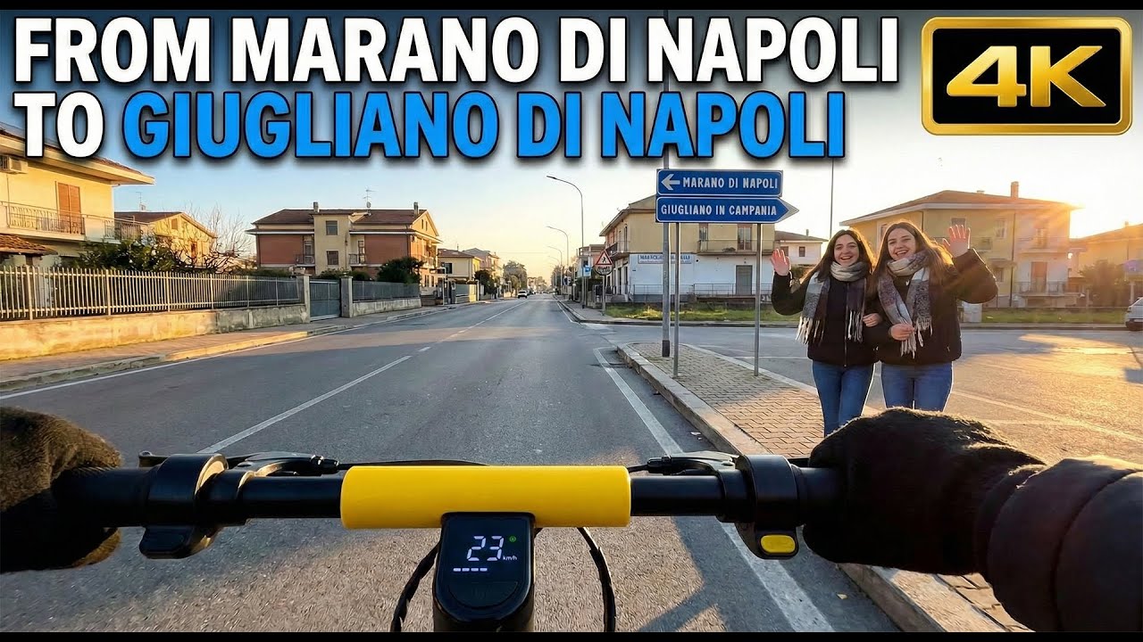 From Marano di Napoli to Giugliano di Napoli with E-Scooter - Winter Afternoon