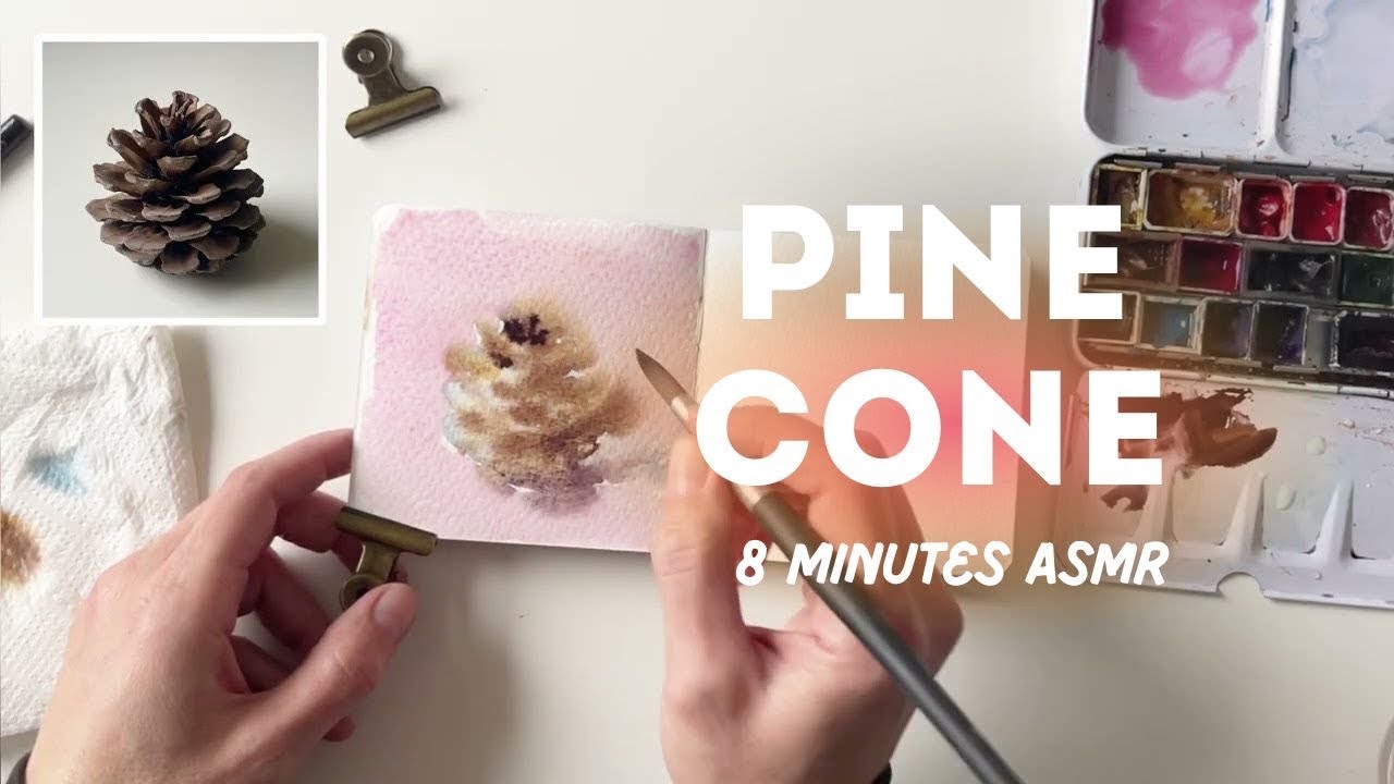 How to Paint a Pine Cone 🌿 Watercolor Sketch