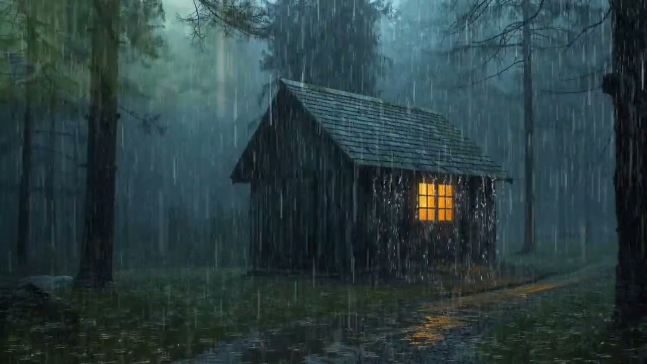 99% of YOU will Fall Asleep Fast | Strong Rain & Mighty Thunder on the Roof of Forest House at Night