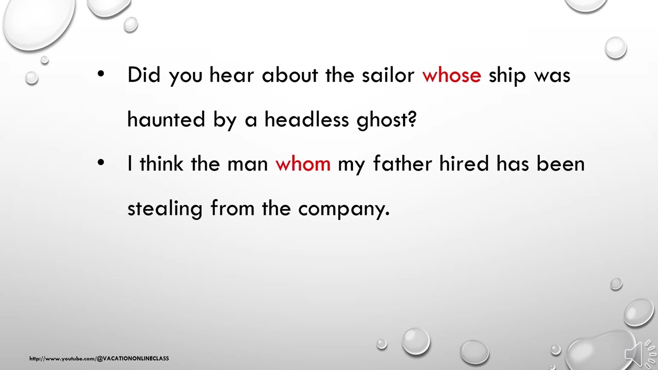 RELATIVE PRONOUNS Cont’d ENGLISH LANGUAGE