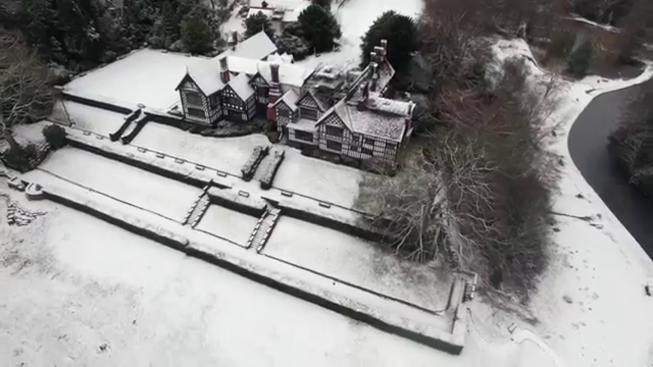 Bramhall Park and Bramall Hall - Drone in the Snow - [4K UHD]