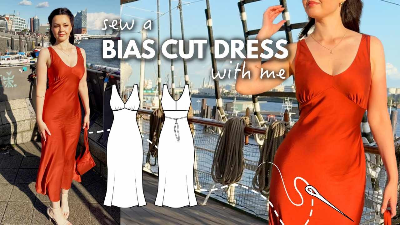 Sew a Bias Cut Slip Dress with me ✨ Easy Wedding Guest & Evening Dress Tutorial ✂️