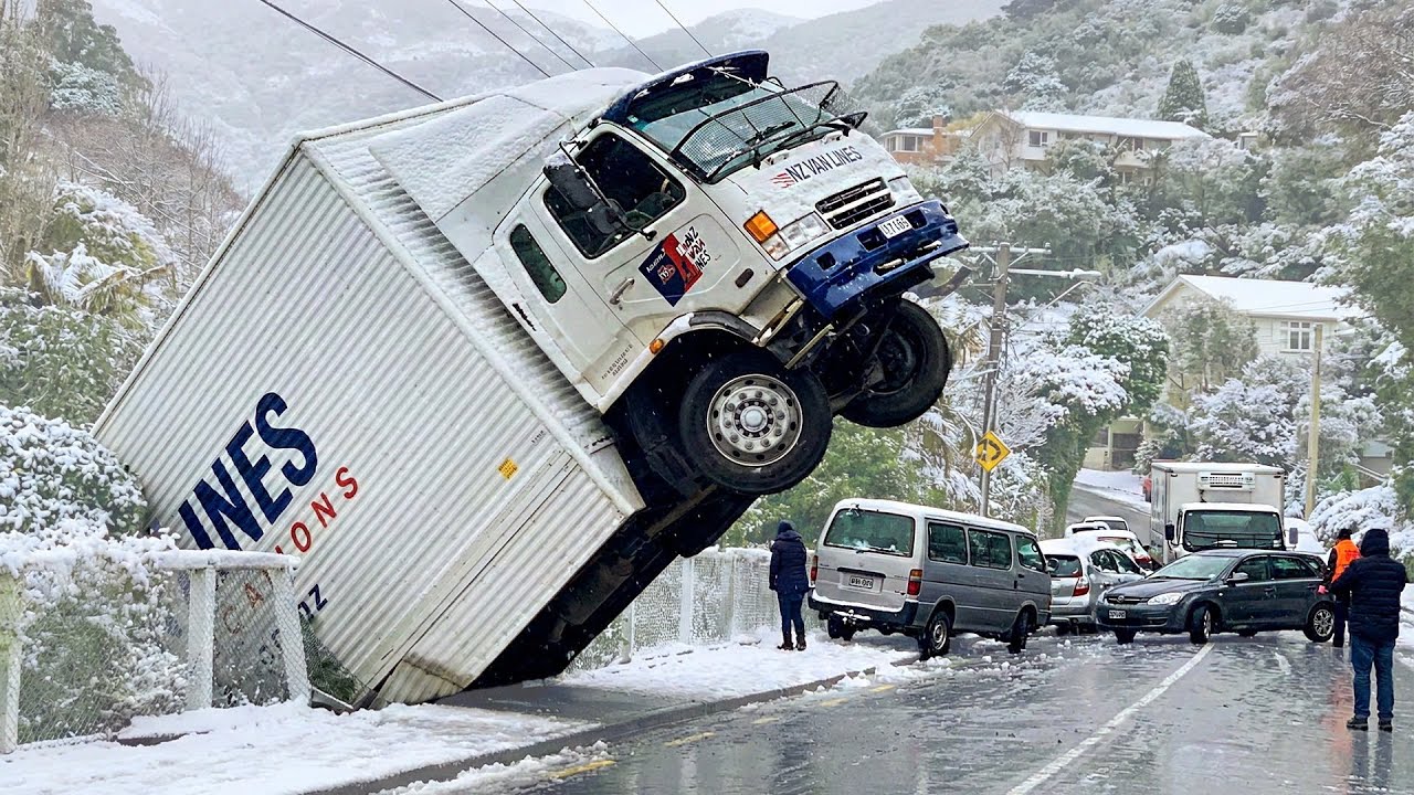 Idiots With Diesel Trucks: Ice Road Madness Caught On Camera | EXTREME Winter Driving Fails #44