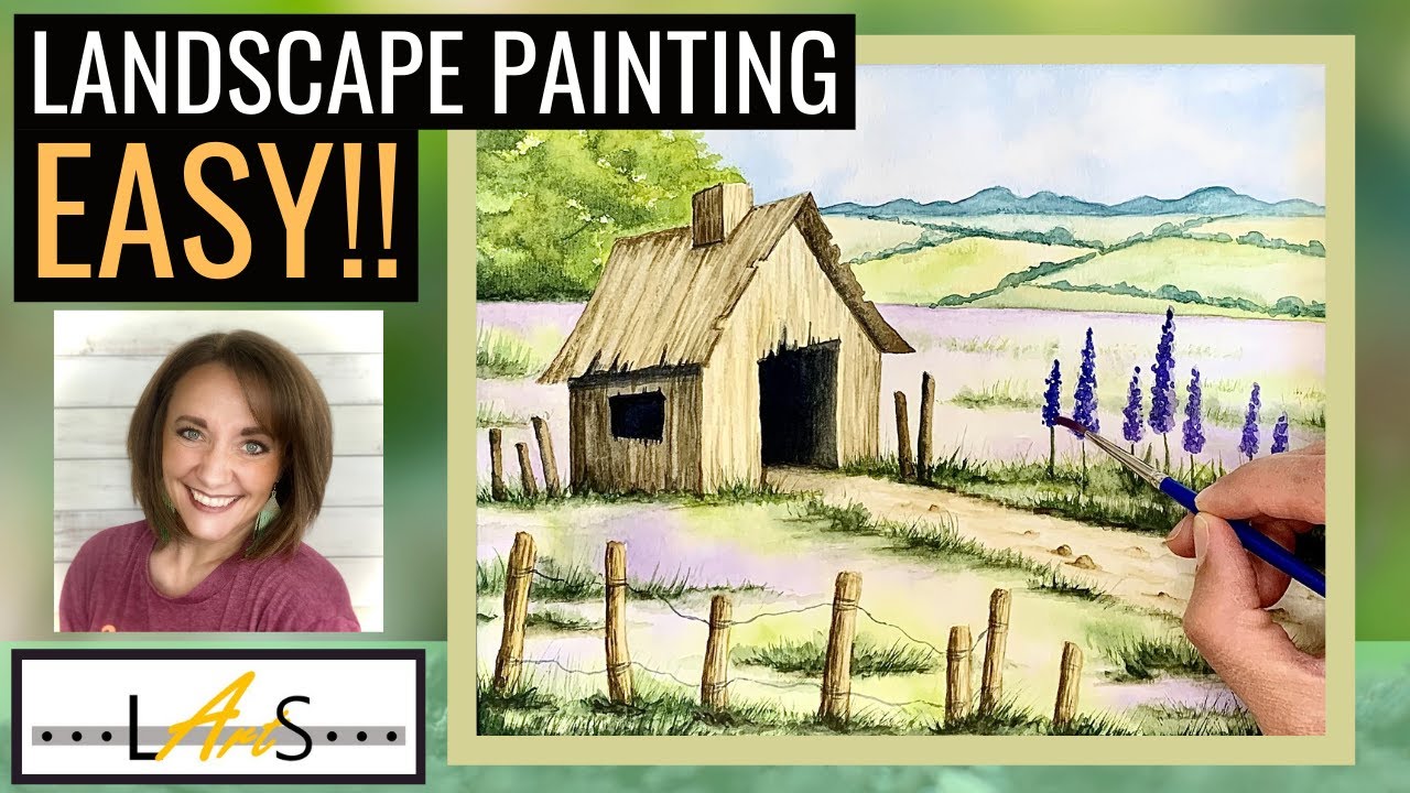 Landscape painting easy! How to paint a landscape! Watercolor painting landscape! Watercolor art!