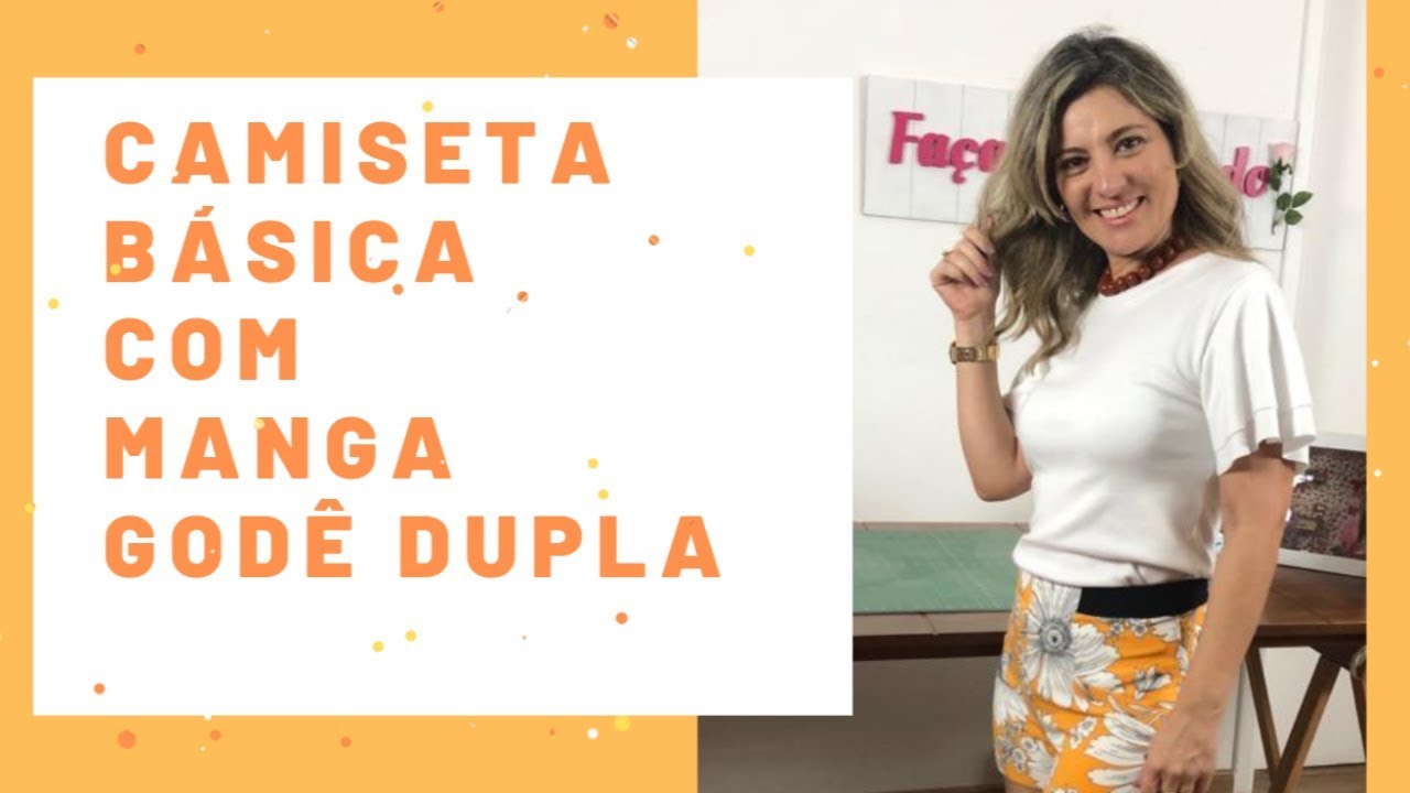 Camiseta básica com manga godê