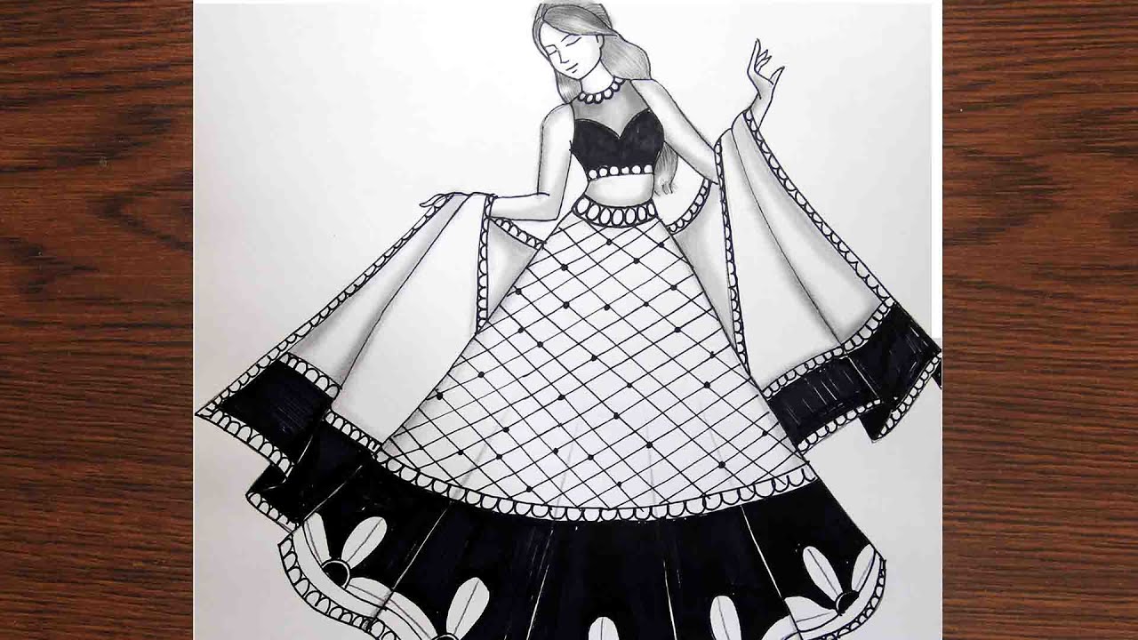 Girl in Lehenga -Choli Drawing || Easy Drawing || Drawing for Beginner