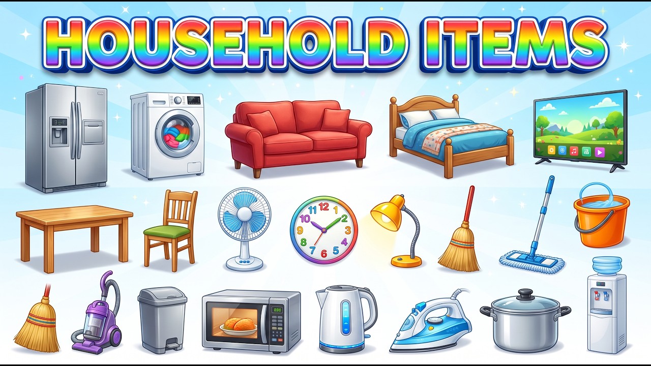 Learn Household Items for Kids 🏠 | Everyday Objects at Home | English Vocabulary for Children |