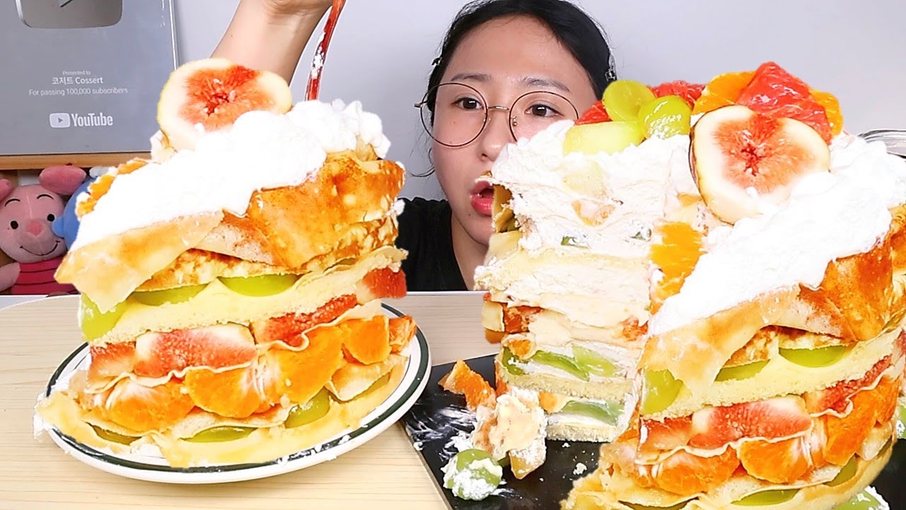 대전 성심당 안녕크레페 케익부띠끄 과일 크레이프 케이크 디저트 먹방 Dessert Mukbang