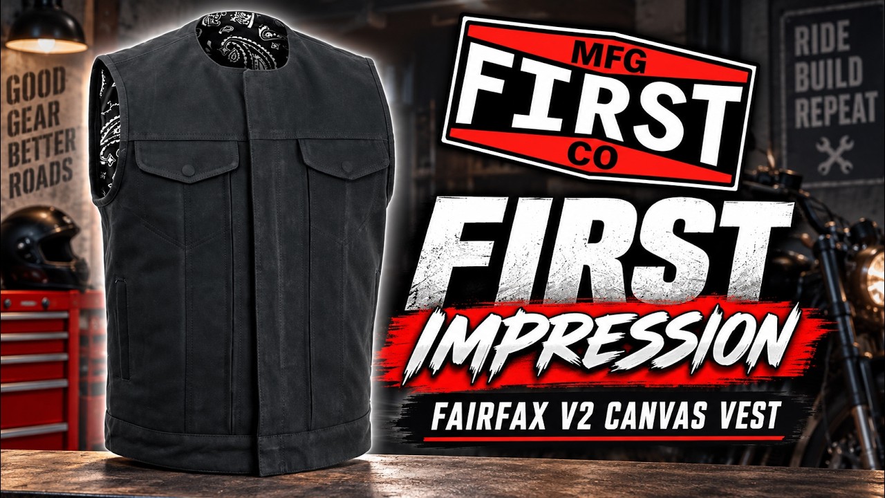 Fairfax V2  Men's Motorcycle Canvas Vest| Heavy Hitter Raw Canvas First Manufacturing Company