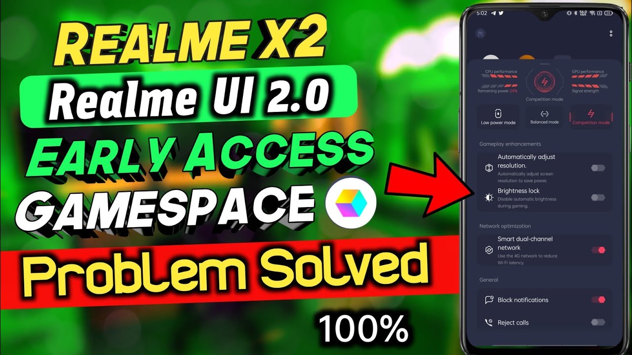 Realme X2 Realme UI 2.0 Early Access Gamespace problem Solved - Play your game now!