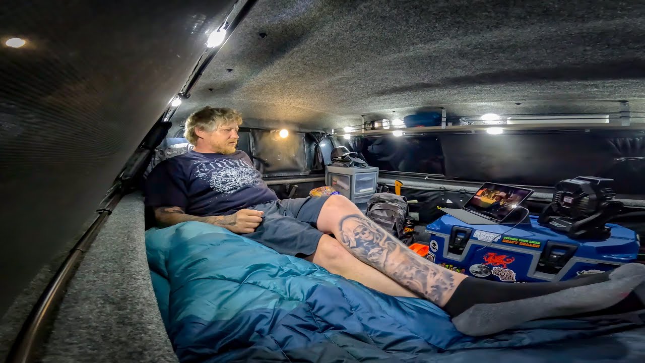 Truck Camping in Late Night Thunderstorms - Cheese Stuffed Bacon Dogs