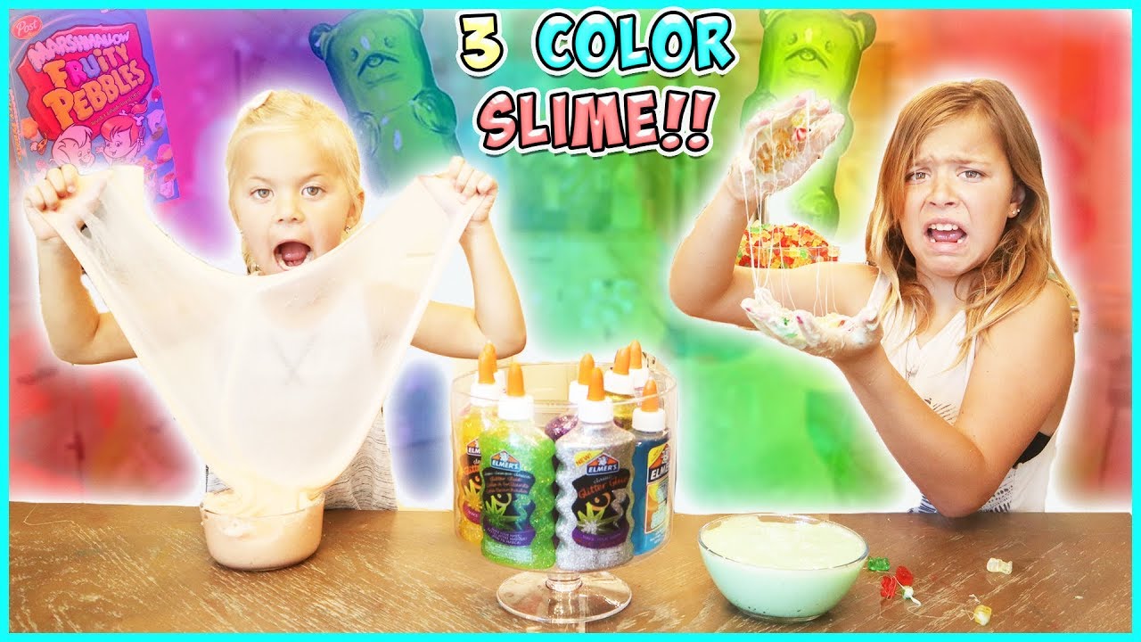 WE DID THE 3 COLOR NO BUDGET SLIME CHALLENGE!!