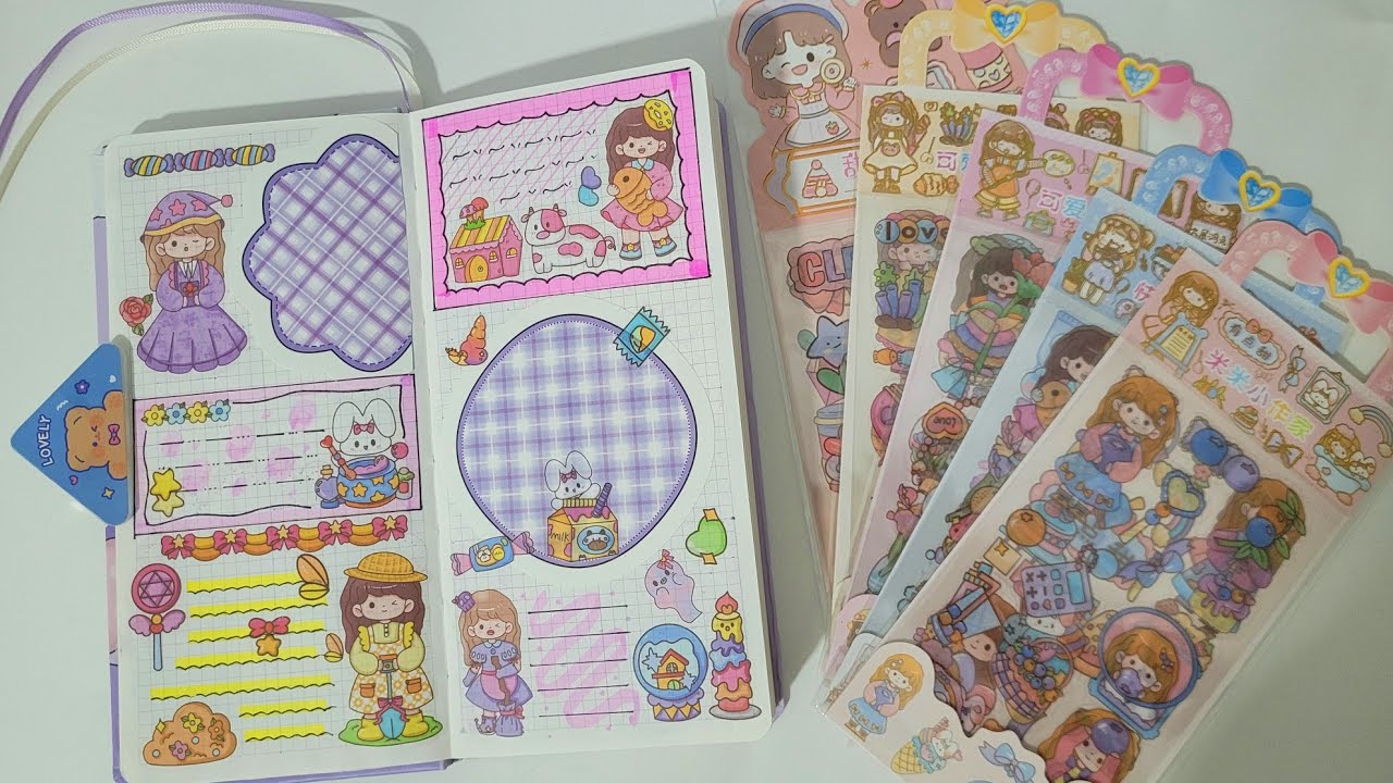 🌷 ASMR Colorful Kawaii Stickers Journaling ✨️ Cute Stickers Decoration | Journal With Me  #journal