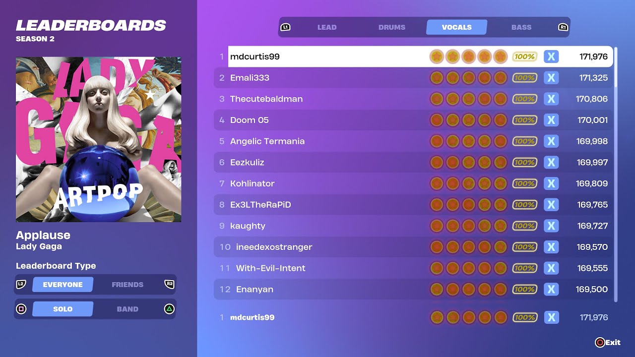 [Fortnite Festival S2] Applause Expert Vocals 100% FC World Record