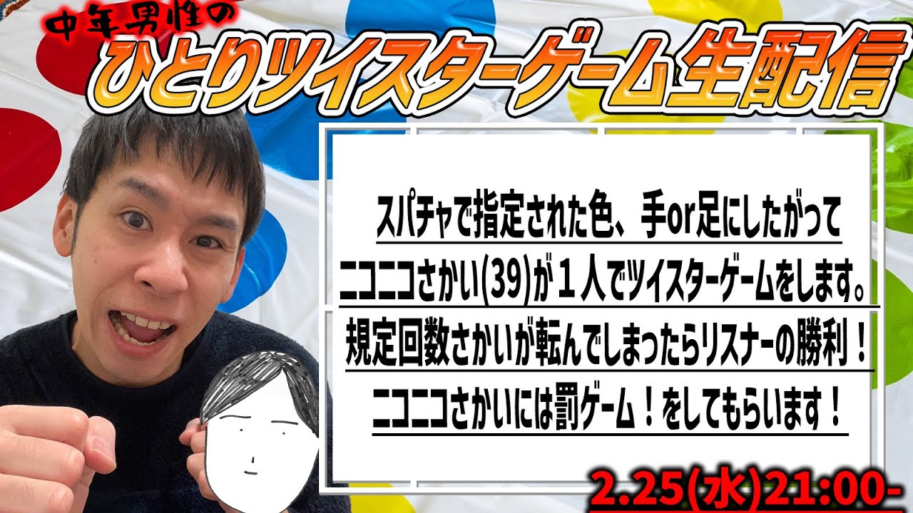 中年男性のひとりツイスターゲーム生配信！【企画配信】