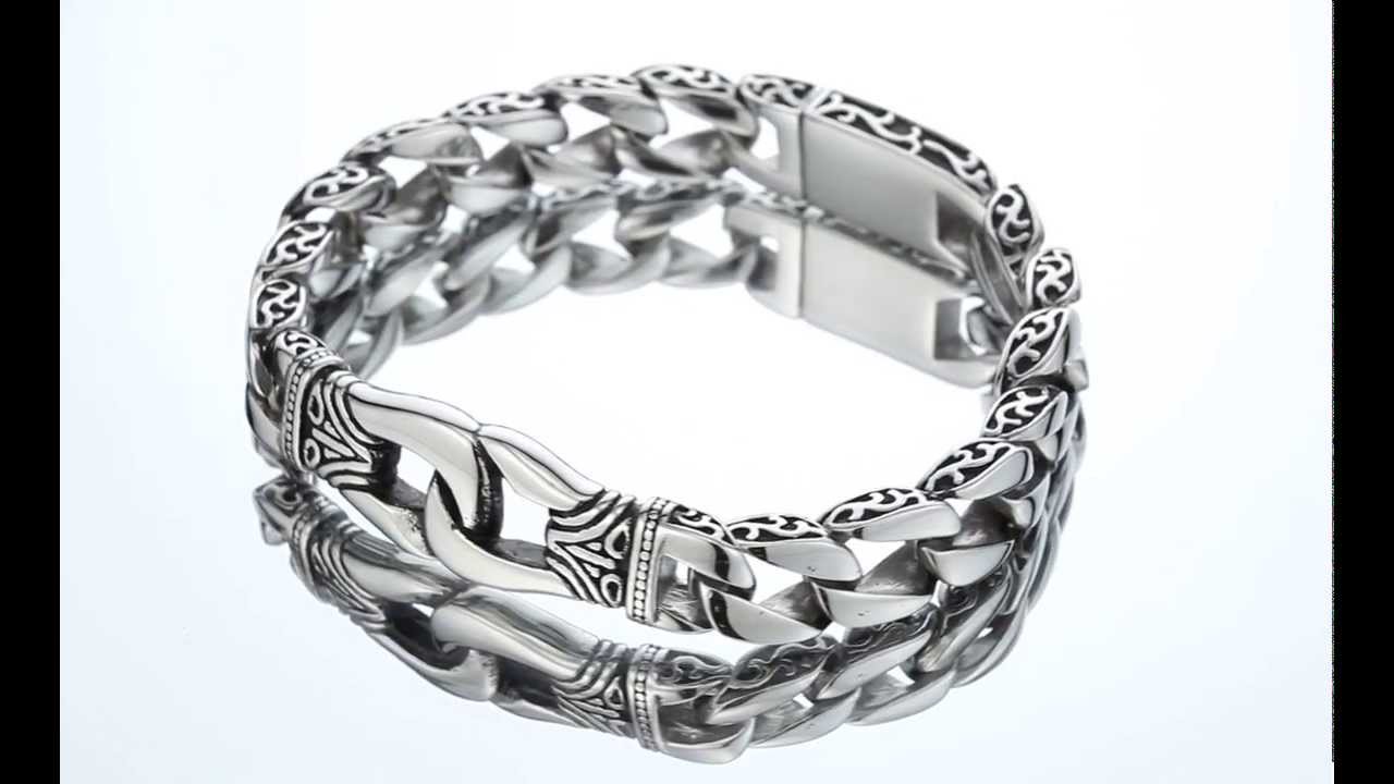 Tribal Style Interlocking Stainless Steel Curb Chain Bracelet SB4218 by Peora Jewelry