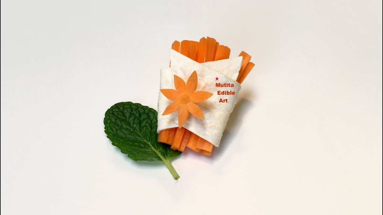 Raw Carrot | Chips Wrap | Star | Beginners Lesson 156 | By Mutita Art Of Fruit & Vegtable Carving Vi