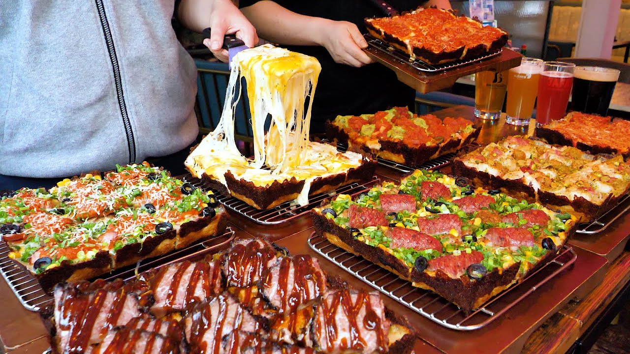 미국 피자 4대장! 피자 달인이 만드는 다양한 디트로이트 사각피자 making various types of detroit pizzas - korean street food