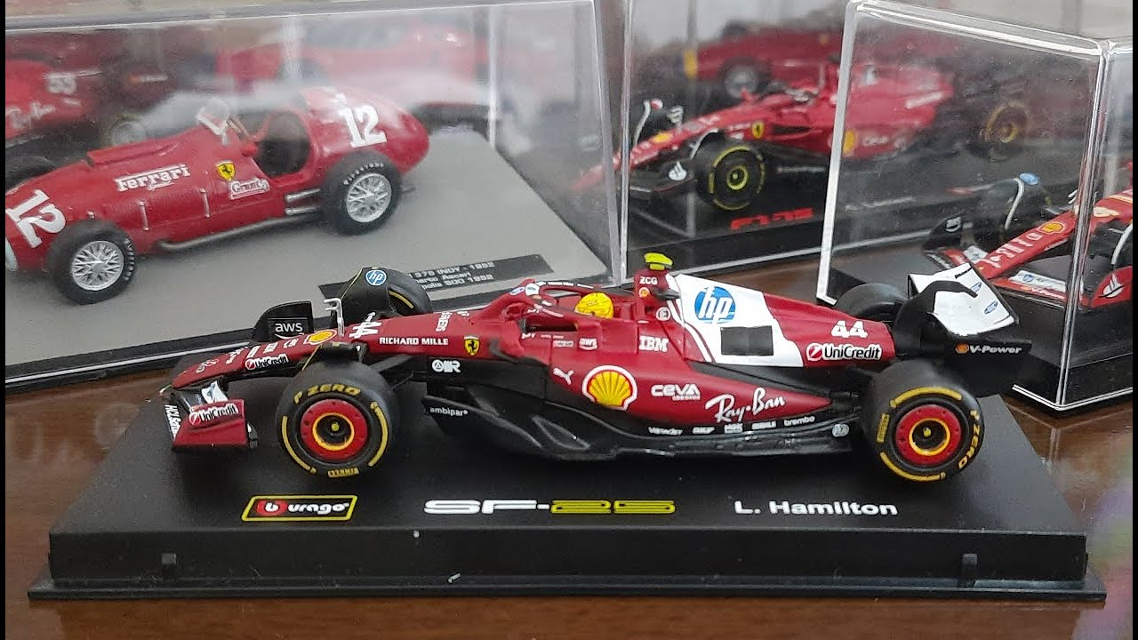 Review Ferrari SF-25 2025 Lewis Hamilton 1:43 BBurago versão Racing