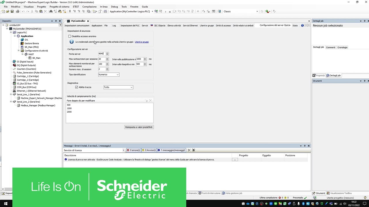 Configurazione del server OPC UA in un PLC M241 | Schneider Electric Italia