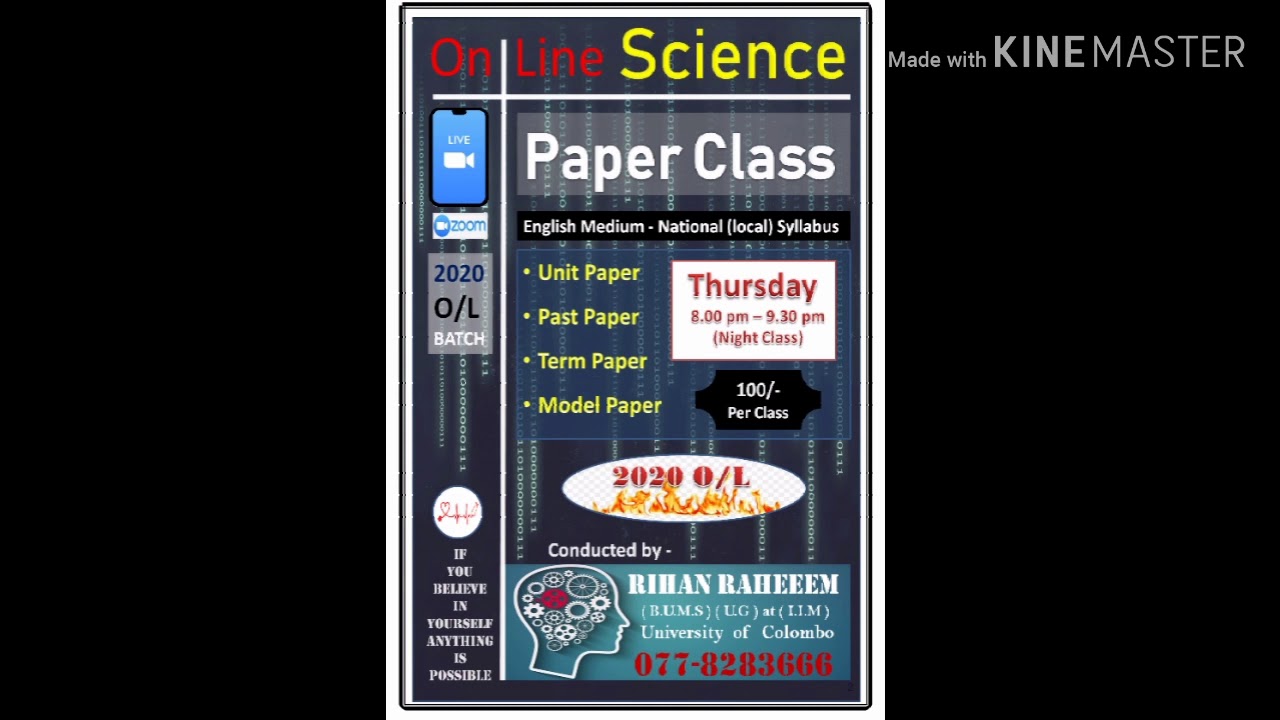 Online Science Paper Class (2020 0/L batch)