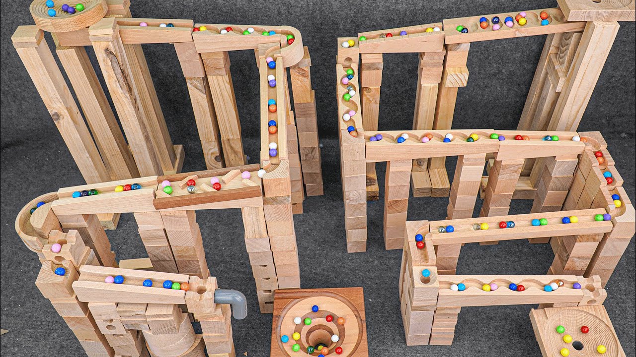Marble Run Race ☆ Cuboro + Shiny faucet + Storage plate + Railroad crossing | New Visual Marble Run