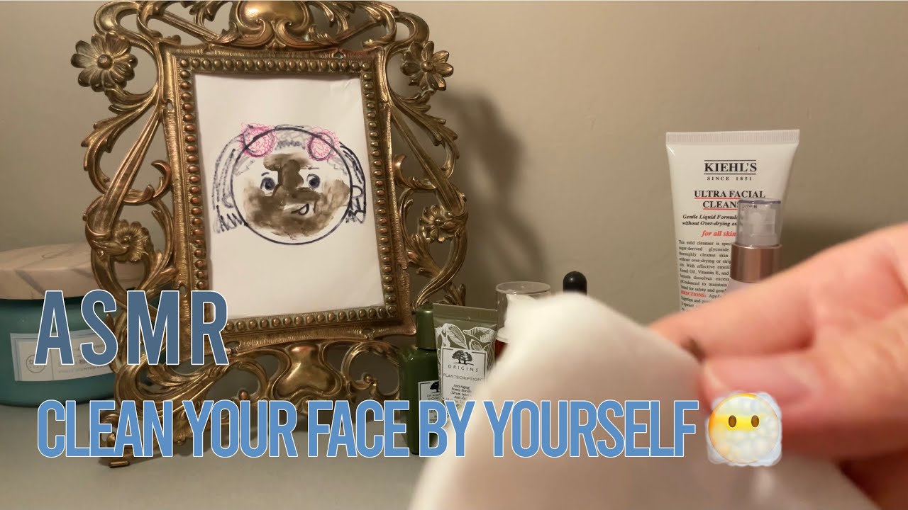 ASMR Realistic Face Cleaning by yourself (layered sound, no talking)