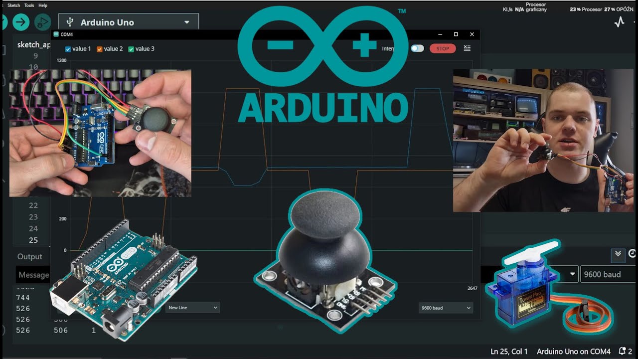 JOYSTICK i Servo na Arduino UNO! - ADC, sterowanie serwomechanizmem, potencjometr, proste menu