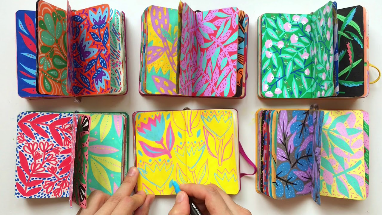 Drawing pattern with Posca / Floral Illustration / Art Journal Ideas