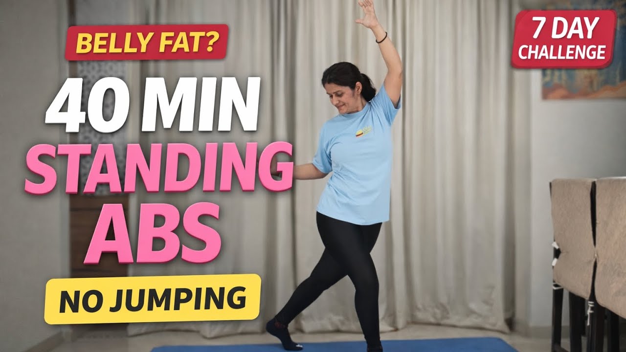 Lose Belly Fat in 7 Days 🔥 40 Min Standing Abs Workout | No Jumping, No Squats, No Lunges |