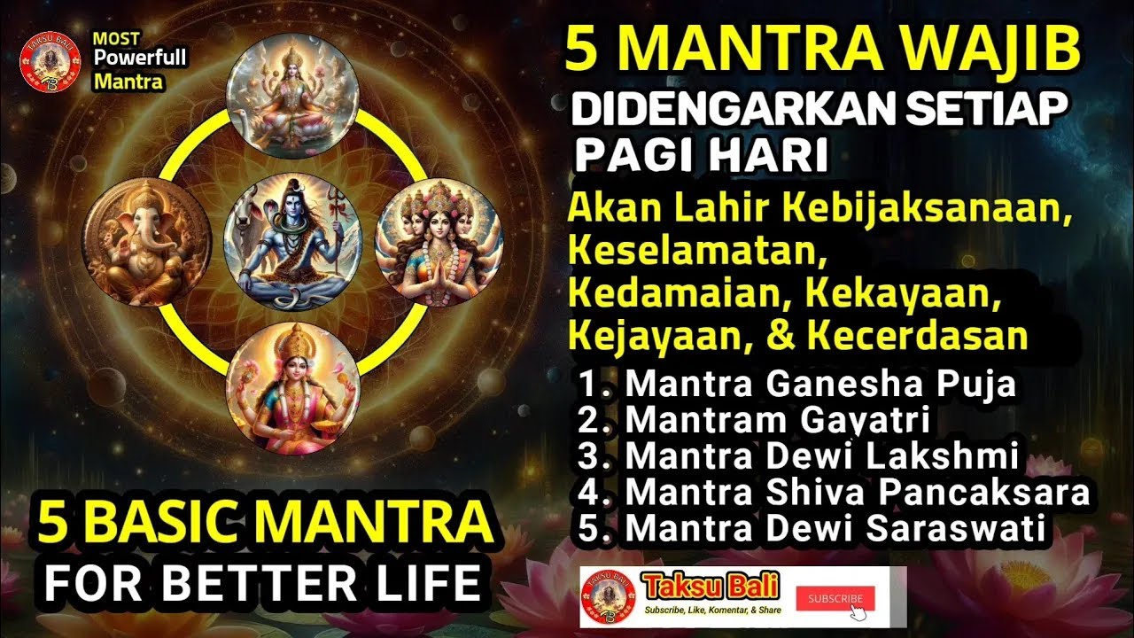 5 MANTRA WAJIB DI PAGI HARI🕉️Mantra Kuat Perlindungan, Kedamaian, Kelimpahan, Kekuatan, & Kecerdasan