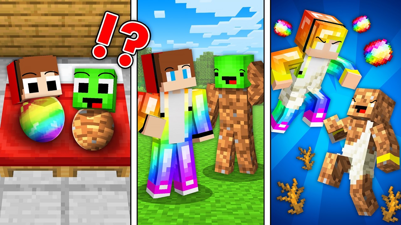JJ and Mikey: DIRT vs RAINBOW Birth to Immortal Survival Battle in Minecraft - Maizen