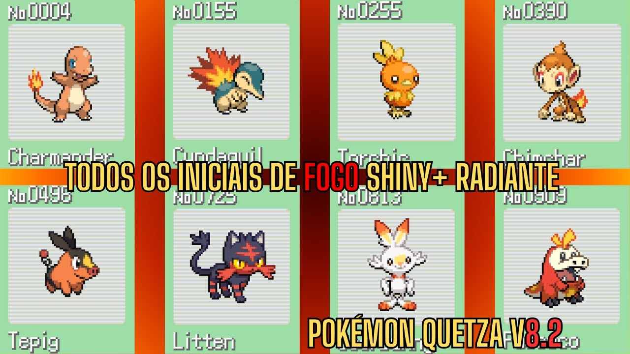 TODOS os Iniciais de Fogo Shiny, Radiante e Shiny + Radiante em Pokémon Quetzal! 🔥✨