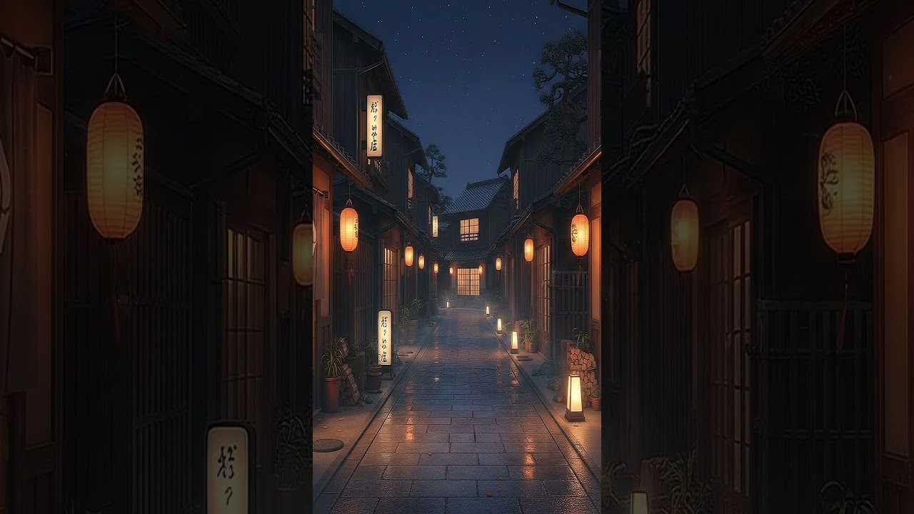 4K Cozy Japanese Night Street | Lantern-Lit Calm for Sleep & Study 