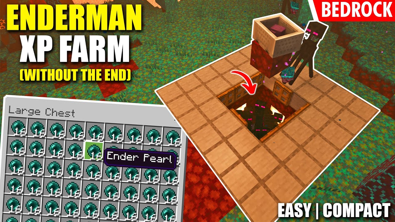 *Easiest* ENDERMAN XP FARM without THE END - Minecraft Bedrock 1.21