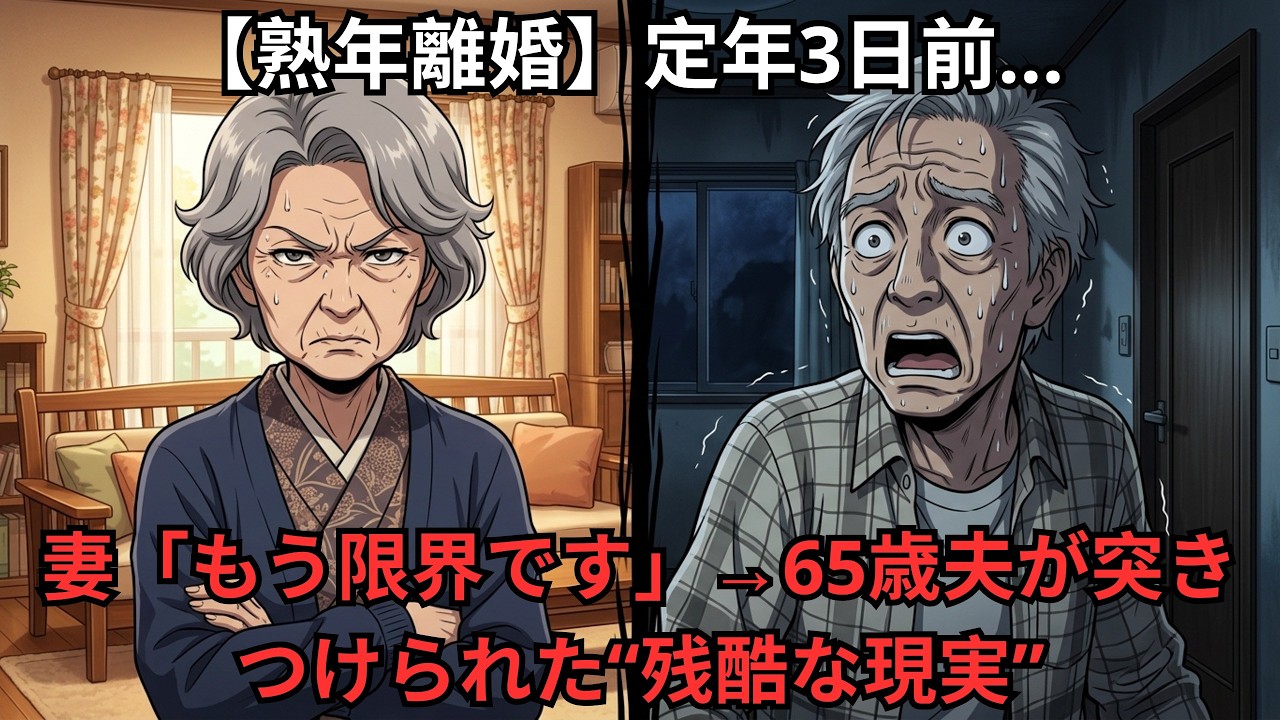 【熟年離婚】定年3日前…妻「もう限界です」→65歳夫が突きつけられた“残酷な現実” ｜シニア朗読｜50代｜60代