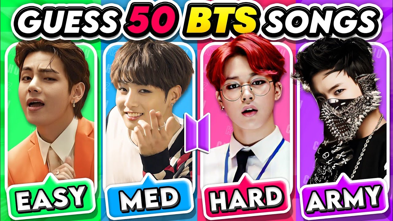GUESS THE 50 BTS SONGS FROM EASY TO IMPOSSIBLE ✨😎 (Are You A Real 💜ARMY💜 ? | KPOP QUIZ 🎮