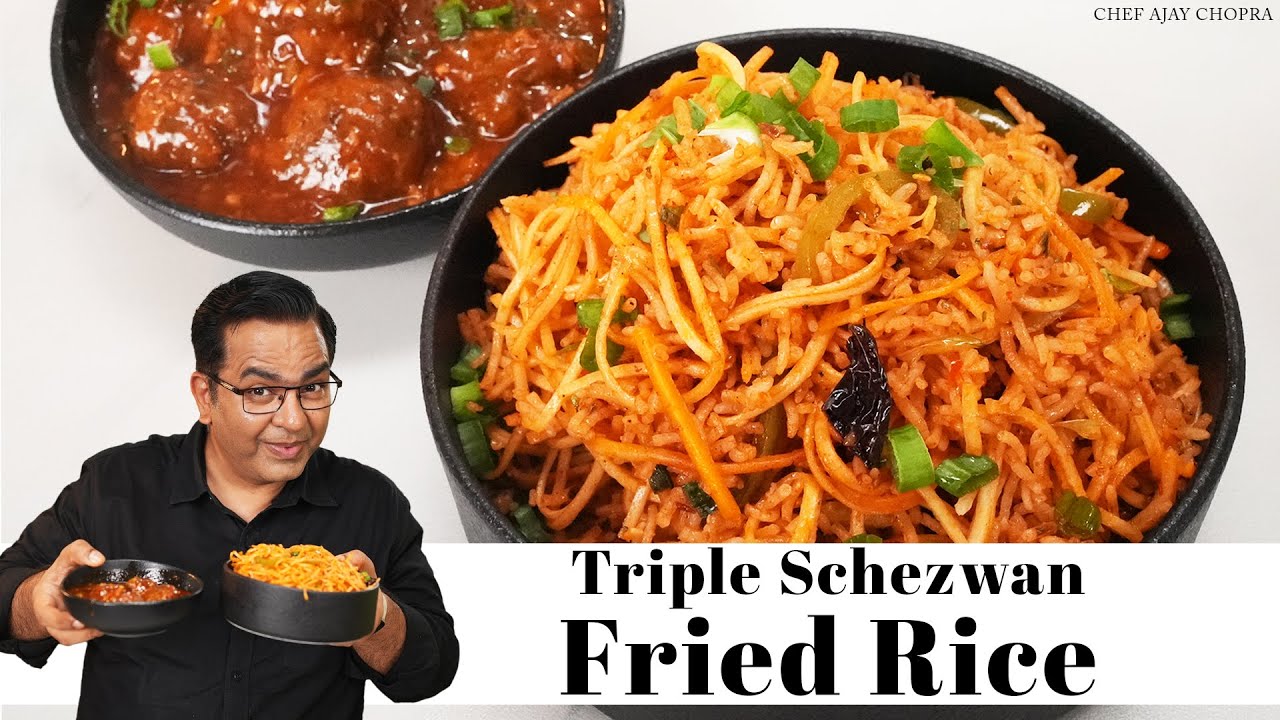 Veg Triple Szechwan fried Rice | Indo Chinese Street Food Recipes | Rice and noodle amazing combo