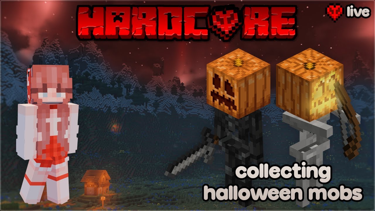 🎃 Hunting RARE Halloween Mobs🐈‍⬛ | hardcore minecraft livestream #3 🦋❤️